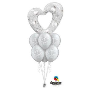 Silvery Love Heart Balloon Bouquet