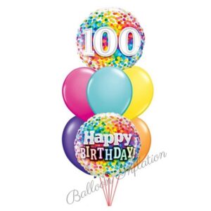 100th Rainbow Dots Birthday Balloon Bouquet