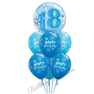 18th Birthday Blue Starburst Bubble Balloon Bouquet