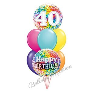 40th Rainbow Dots Birthday Balloon Bouquet