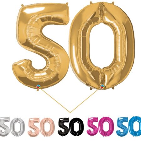 Giant 50 Foil Number Balloons on Weight